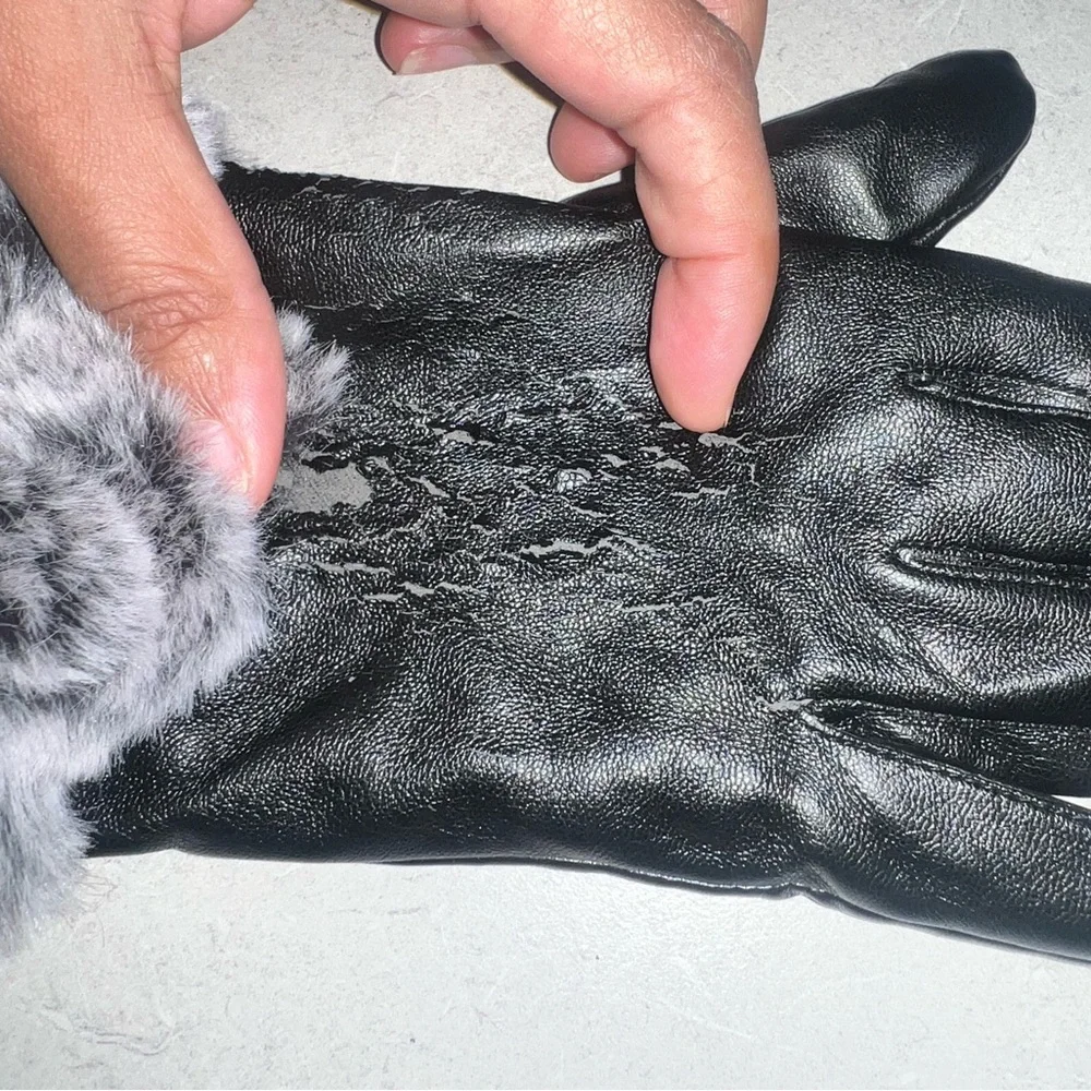 BCBGMaxAzria Black and Gray Faux Fur Trim
